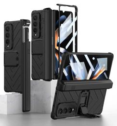 Cell Phone Cases Shockproof Armor For Samsung Galaxy Z Fold 4 5G Slide Pen Slot Magnetic Hinge Bracket Stand for Fold4 W2210143755541
