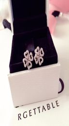 Lucky clover Stud Earring Original Box for 925 Sterling Silver CZ Diamond Earrings Women luxury Wedding Jewelry5149413