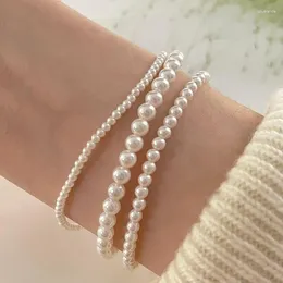 Link Bracelets 2/3/4Mm Imitation Pearl Bracelet For Women Girl Simple Korean Sweet Romantic Style Jewellery Birthday Gift Drop