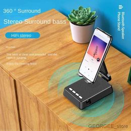 Mini Speakers Mobile Phone Holder Portable Bluetooth 5.0 Speaker Adjustable Universal Desktop Bracket Smartphone Stand with Microphone