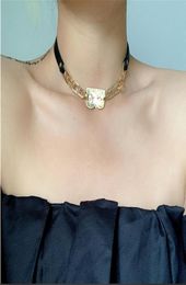 girl fashion personality leather letter stitching necklace retro chain wide neck chain clavicle chain female high quality jewelry1449028