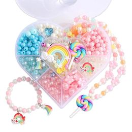 Bracelets Kids Acrylic Pearls Beads Charms Accessories Jewellery Findings Kits for Diy Jewellery Making Child Necklace Bracelet Girls Gifts