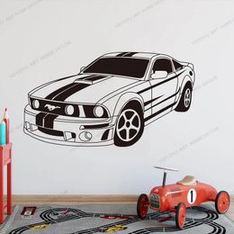 Stickers Large Mustang Muscle Car Vehicle Auto Game Wall Sticker Boy Kids Room Racing Super Car GTR Wall Decal Bedroom Vinyl Decor rb196