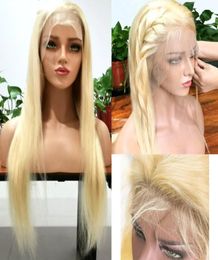 613 Blonde Lace Front Wig Brazilian Transparent Simulation Human Hair Synthetic Straight Wigs For Women2854866