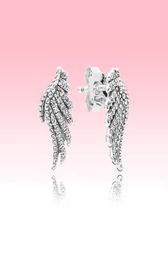 100% Real 925 Sterling Silver wing Earring Women Girls Party Jewellery for P feather Stud Earrings with Original box set1831017