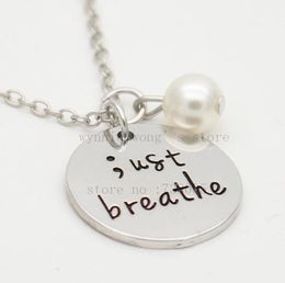 Just Breathe Semicolon Jewellery Mental Health Awareness Hand Stamped Jewellery Suicide Prevention Depression Awareness7632625