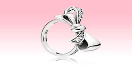 High quality Sparkling Bow Ring Women Summer Jewelry for P 925 Sterling Silver Party Rings with Original box set7051017