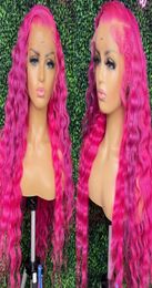 Long Loose Deep Wave Wigs for Women PinkBlondeBlueGray Colored Synthetic Lace Front Wigs Simulation Human Hair6262094