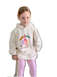 Kids cartoon rabbit letter printed clothes sets girls bunny ear hooded long sleeve sweatshirt pink leggings 2pcs 2024 spring children casual outfits Z6318