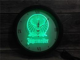 Clocks 0R001 Jagermeister APP RGB LED Neon Light Signs Wall Clock