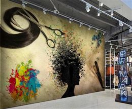 3d Wallpaper Nostalgic Silhouette Hair Salon Graffiti Tooling Wall HD Superior Interior Decorations Painting Mural Modern Wallpape4517671