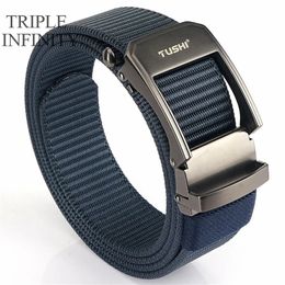 Design Outdoor Sport Belt Alloy Automatic Buckle Casual For Man Breathable Thick Nylon Strap 120CM Length Waist Support 231226