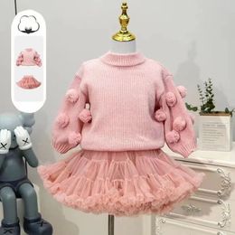 Autumn Winter Girls Knitted Outerwear Kids Cute Sweaters Round Neck Pullover Outfit Children Fashion Clothing Warm Girls Costume 231226