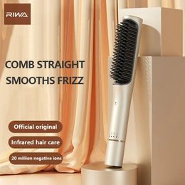 Straighteners Youpin Riwa Negative Ion Hair Straightening Comb Electric Hot Comb Brush Straight and Curly Hair Dualpurpose Hair Straightener
