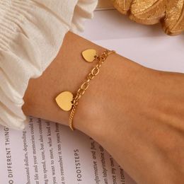 Link Bracelets Charms Heart Bracelet For Women Trendy Style Stainless Steel Gold Colour Splicing Chain Pulseira Feminina Steampunk
