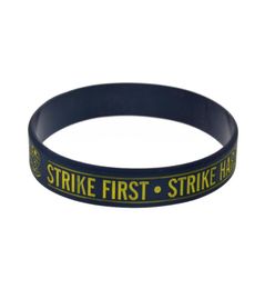100PCS Strike First Strike Hard No Mercy Silicone Rubber Bracelet Classic Decoration Logo Adult Size Black4201932