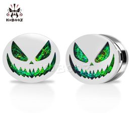 KUBOOZ Stainless Steel Halloween Pumpkin Ear Plugs Tunnels Body Jewelry Piercing Earring Gauges Stretchers Expanders 825mm 32PCS9940307