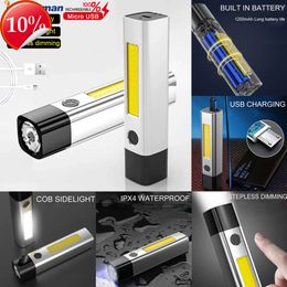 New Portable Lanterns Portable LED Flashlight USB Rechargeable Flashlights Waterproof Torch Mini Flashlight Pocket Emergency Flashlights with Battery