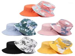 Tie Dye Hat Women Retro Denim Washed Bucket Caps Cotton Foldable Fisherman Hats Men Outdoor Sunscreen Flat Brim Cap27512731788922