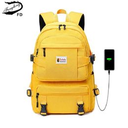 Fengdong fashion yellow backpack children school bags for girls waterproof oxford large school backpack for teenagers schoolbag 231225