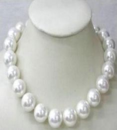 Classic Beaded Necklace 14mm South Sea Round White Shell Pearl Necklace 18inch 925 Silver Accessories7661683