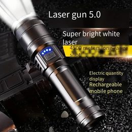 USB Charging LED Flashlight, High Lumens, Adjustable Focus Waterproof Flashlight, With 5 Modes, Suitable For Camping, Hiking, Emergency