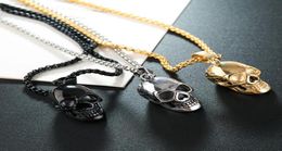 Pendant Necklaces Hip Hop Statement Jewellery Punk Stainless Steel Skull Necklace For Men Women Rock Halloween Gift Collar Dropship4128493