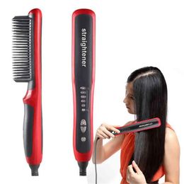 Straighteners AntiScalding Ceramic Hair Straighteners Curlers Flat Irons Multifunctional Hair Brush Curling Iron Straightening Comb Men Beard 2