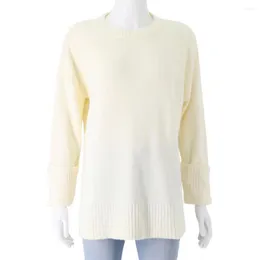 Women's Blouses Stretchy Sweater Cozy Streetwear Loose Fit Knitting With Ribbed Trim For Women Autumn Winter Round Neck