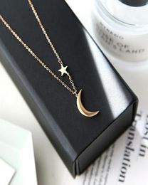 Pendant Necklaces Fashion Gold Silver Colour Moon Star Clavicle Chain Engagement Jewellery Women Classic Stainless Steel Necklace Gif3294724