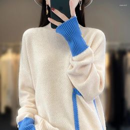 Women's Sweaters Large Size Sweater Clothing 2023 Autumn/Winter Cashmere Wool Half High Neck Knit Pullover Loose Fashion Top