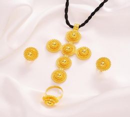 high qualityGold ColorEthiopian Jewellery Sets Necklace Bracelet earrings ring Dubai Wedding Bride Habesha sets African Items gift 27513417