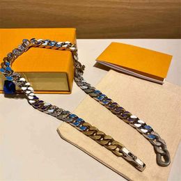 Chain Mens Women Love Necklaces Fashion Bracelets Necklace Titanium Steel Engraved Flower Coloured Enamel Diamond 18k Plated Gold M310R