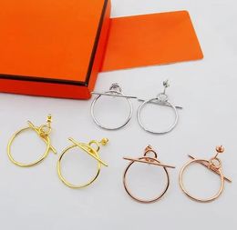 Huggie Luxury T Lock Hoop Earrings Brand Designer Pig Nose S925 Sterling Silver Big Round Loop Cross Stick Charm Earrings For Women Jewel