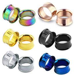 Double Flared Hollow Ear Gauge Plugs Stainless Steel Earring Lobe Stretcher Piercing Body Jewelry Ear Expansion 5-20mm242w