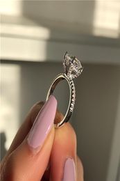 Unique Promise Ring 925 sterling Silver Cushion cut 1ct 5A Zircon cz Party Wedding Band Rings For Women Jewelry4948466