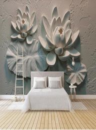 modern wallpaper for living room 3D threedimensional relief lotus wallpapers background wall decoration painting2086222