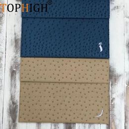 Bags TOPHIGH Khaki Ostrich Pattern Leather Clutch Handbag Newly Laptop Bag For Women 2021 Macbook Pouch Bag With Short Wristlet
