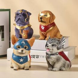 Creative Dog Ornament Cute Doggie Saving Box Pet Style Piggy Bank Resin Animal Figurines Gift To Kids Modern Home Decoration 231225