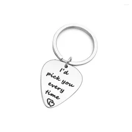 Keychains I'd Pick You Every Time Keychain Stainless Steel Guitar Picks Valentine's Gift