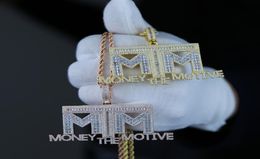 Iced Out Bling 5A Cubic Zirconia Paved Letters Money Necklace Pendant For Men With High Quality Rock Hip Hop Rope Chain Jewelry5144776