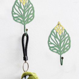 Hooks Nordic Green Gold Single Leaf Hanging Coat Hook Mini Wall Key Home Decoration Modern Hanger