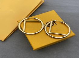 With BOX Fashion Stud Womens Big Circle Simple Gold Earrings Hoop Stamp Earrings for Woman High Quality Luxury Designer Jewelry Ea1256585