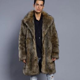 Men Faux Mink Fur Jacket Coat Winter Thick Fluffy Long Sleeve Warm Shaggy Outerwear Luxury Fur Long Jacket Bontjas Jackets Mens 231226