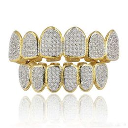 New Baguette Set Teeth Grillz Top & Bottom Silver Color Grills Dental Mouth Hip Hop Fashion Jewelry Rapper Jewelry174J