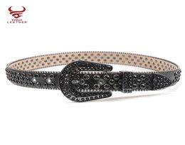 Custom Wtern Studded Synthetic Diamond Black Rhintone Belt Boys Kids MenSimon1595016