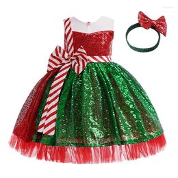 Dresses Girl Dresses 2023 Christmas Children's Costumes Cosplay Character Performance Dance Color Matching Tutu Skirt Girls Dress With Hea