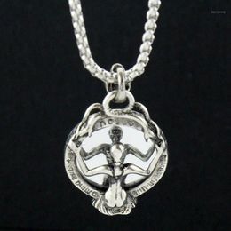 Cool Vintage Skeleton Magic Mirror Alloy Pendant Necklace Men's Jewellery Punk Rock Skull Style Charm Necklaces 1188W