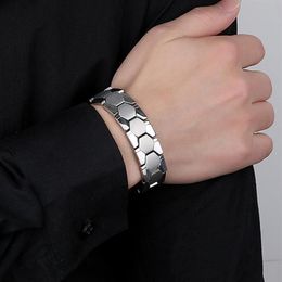 Men Titanium Steel Bracelets Radiation Protecting Magnet Bracelet For Travel Business K2 Link Chain240f