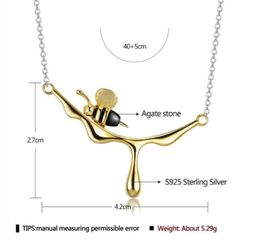 Lotus Fun 18K Gold Bee and Dripping Honey Pendant Necklace Real 925 Sterling Silver Handmade Designer Fine Jewelry for Women275O5813683